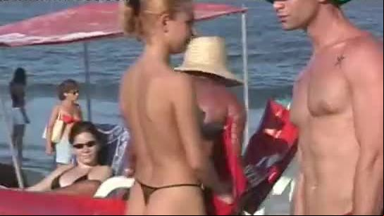 2 topless european babes hooking at copacabana beach